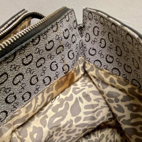 GUESS Slouchy Satchel Black Grey Signature Women's Oversized Shoulder Bag (Read) - Picture 12 of 15